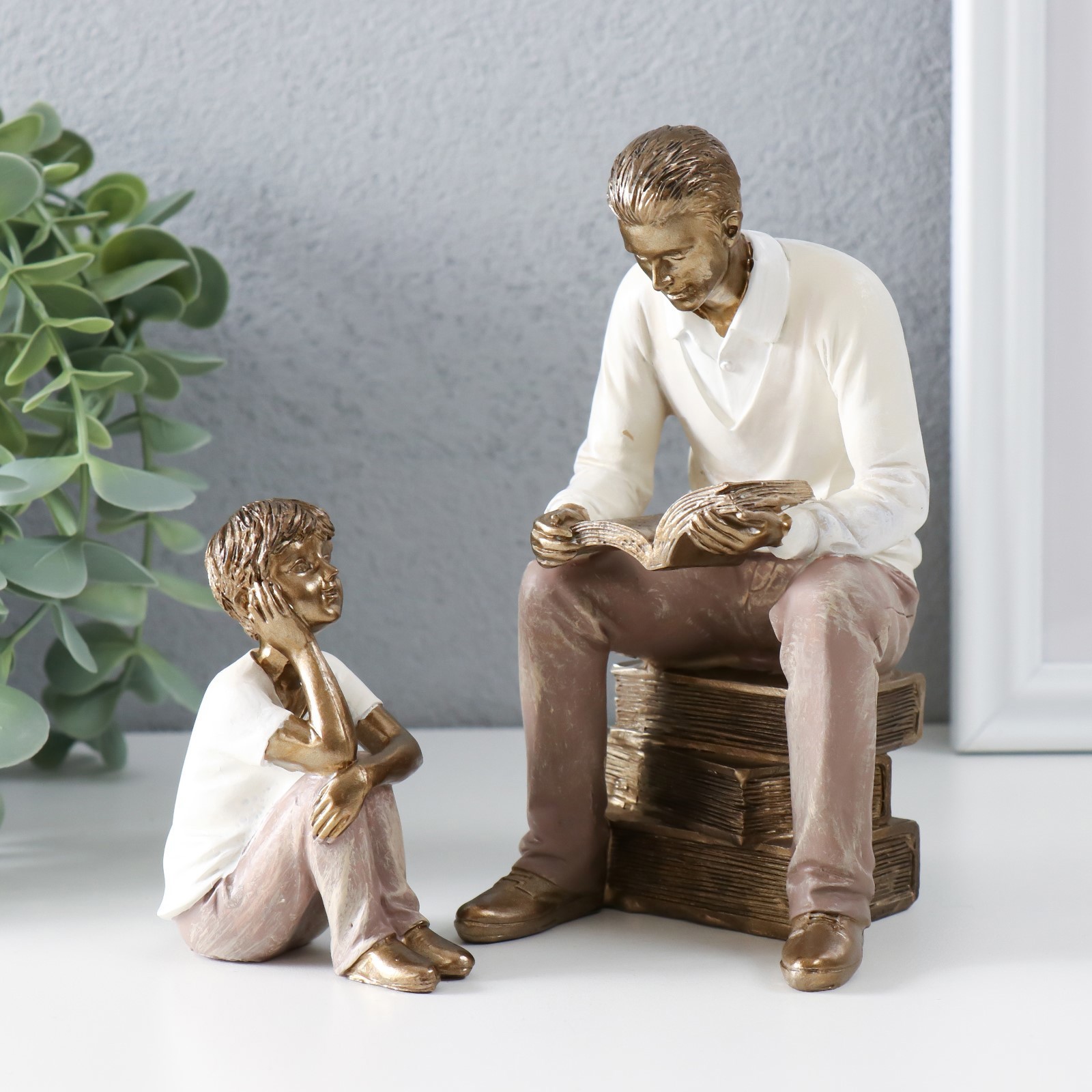 Изображение товара Декоративный набор "Отец читает сыну" Сима-Ленд бронза 2 шт