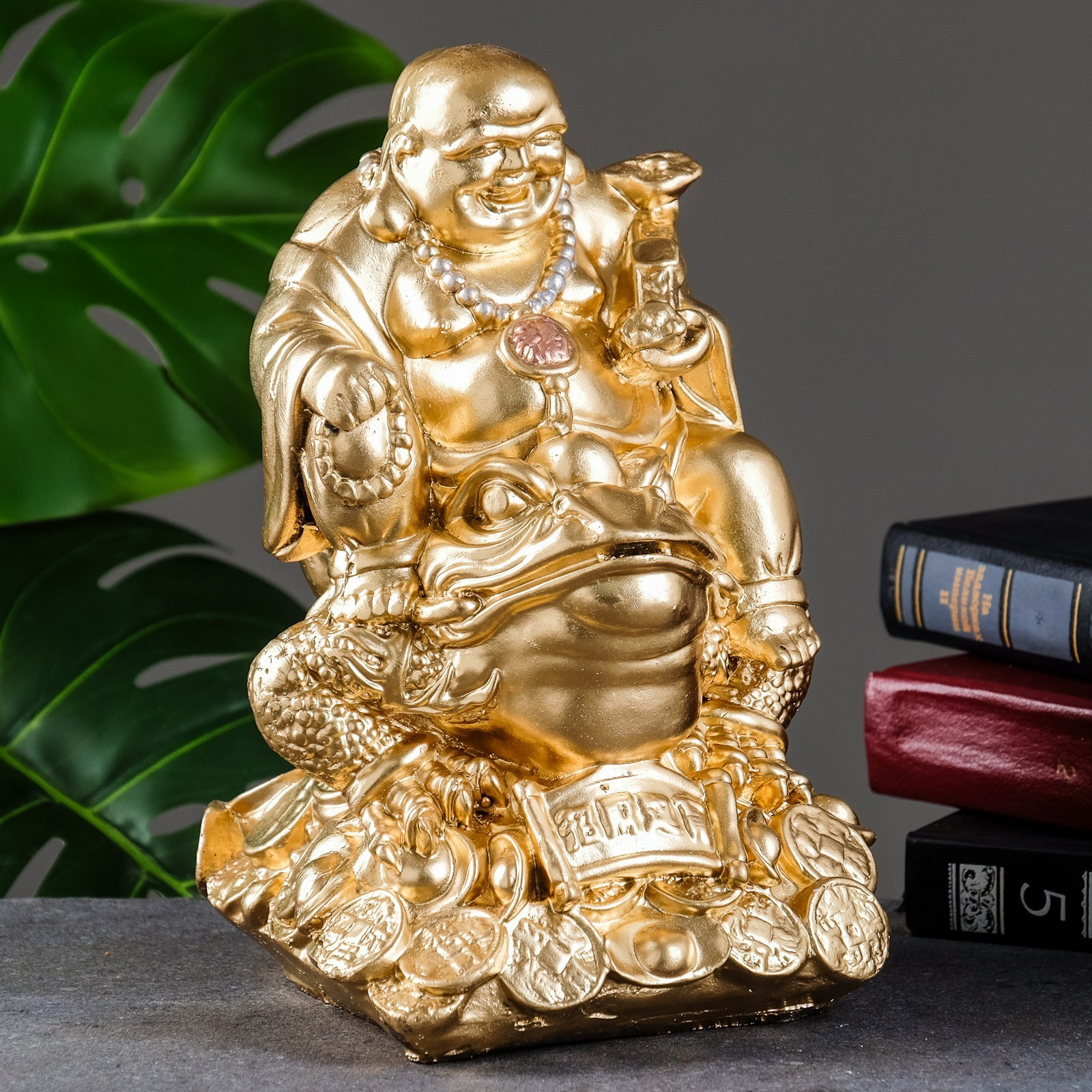 Изображение товара Копилка Хотей на лягушке, средняя — декоративный предмет