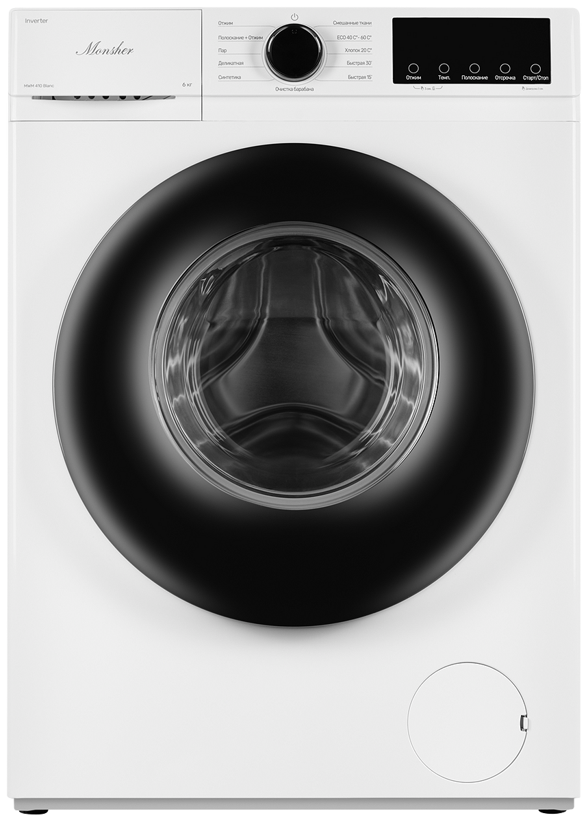 Изображение товара Стиральная машина Monsher Mwm 410 blanc 60x84.5x42.5 см 6 кг цвет белый