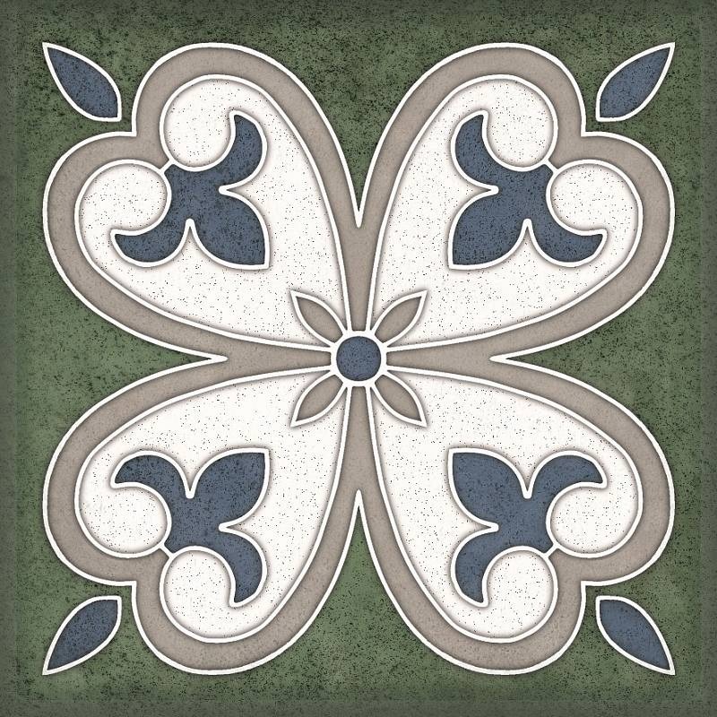 Изображение товара Керамическая плитка Kerlife 1438 15x15см для стен ванны белая синий узор