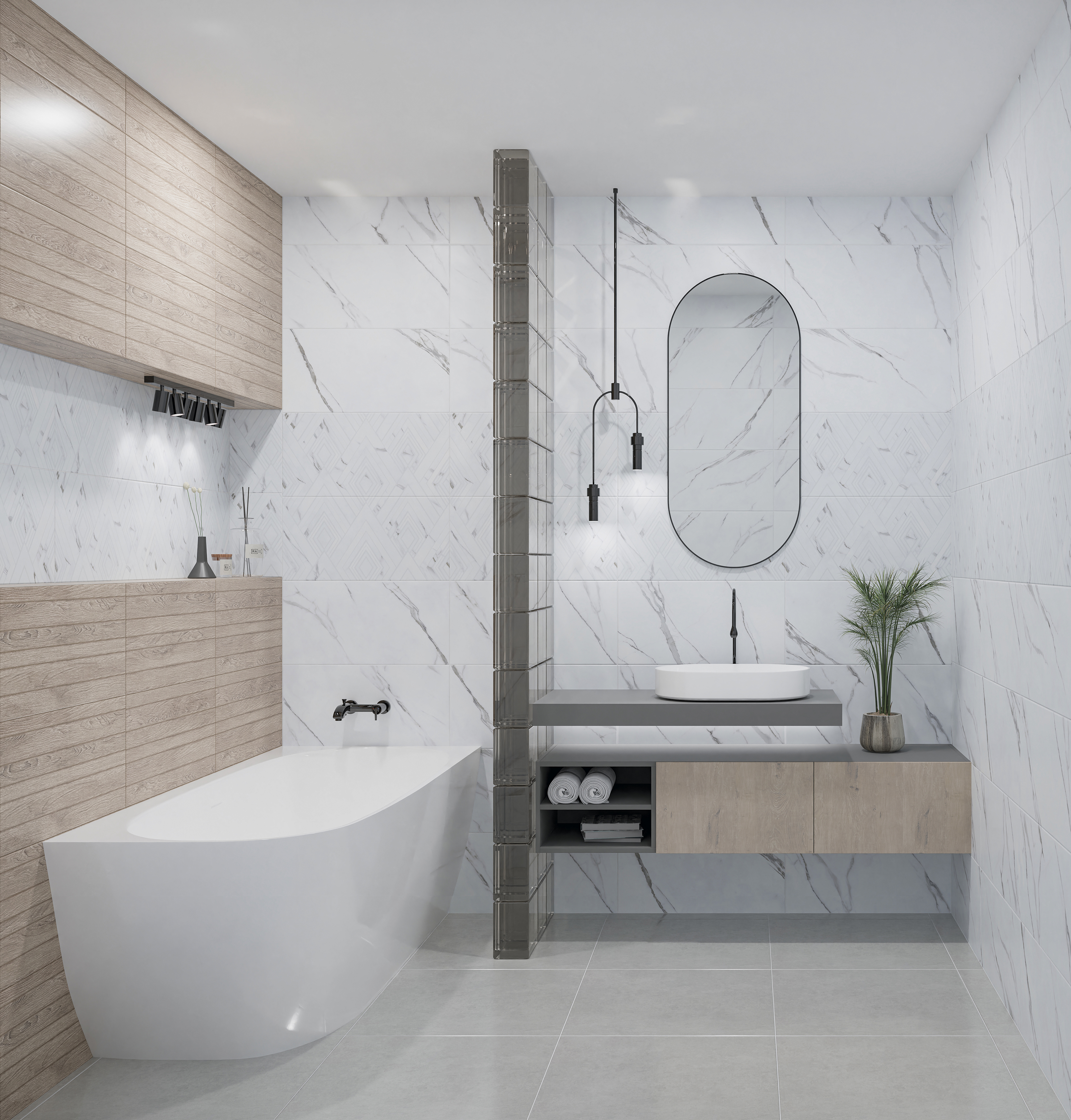 Изображение товара Настенная плитка Azori Carrara 31.5x63 см белая матовая