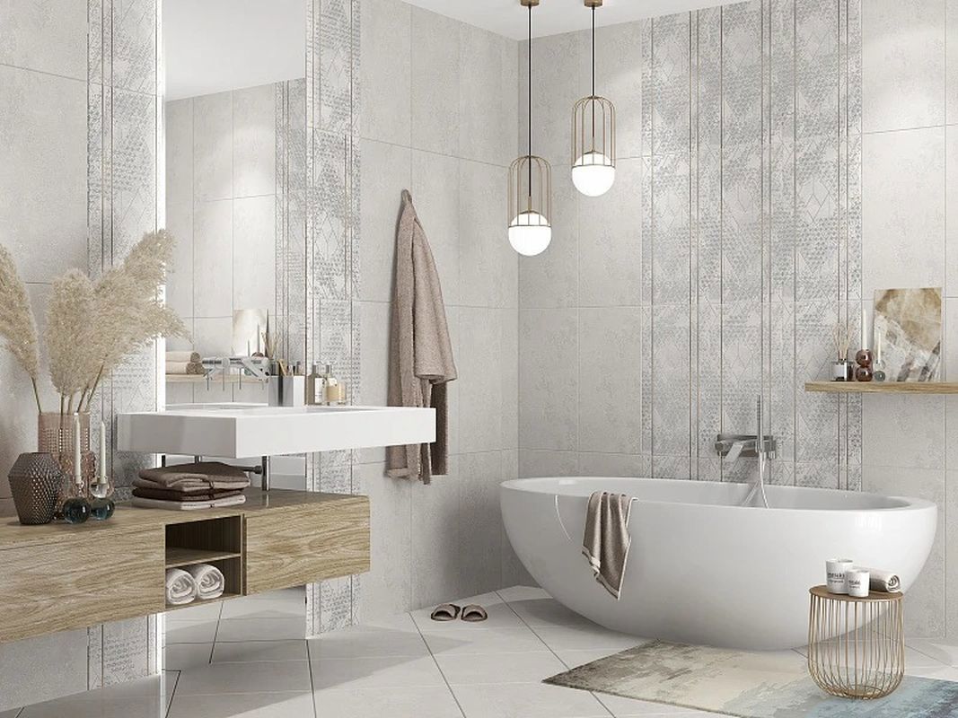 Изображение товара Керамическая плитка Azori 63x31.5 см серый бетон для стен WC