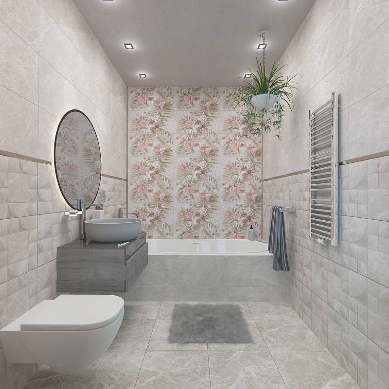 Изображение товара Керамическая плитка Kerlife LIVORNO 1482 63x31.5 см для стен ванны с растительным рисунком