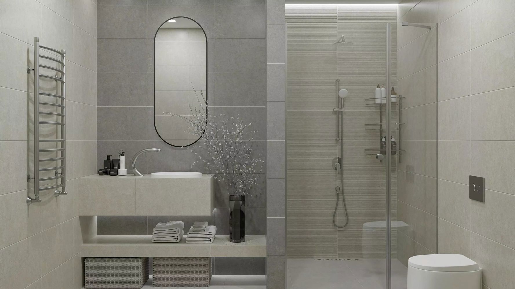 Изображение товара Керамическая настенная плитка Azori Meridian 63x31.5 см серый для влажных помещений