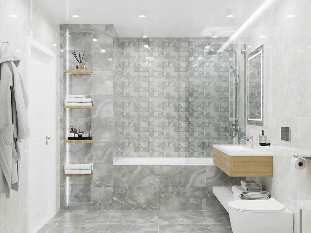 Изображение товара Керамическая плитка Azori 00-00109513 63x31.5 см серый глянцевый эффект мрамор