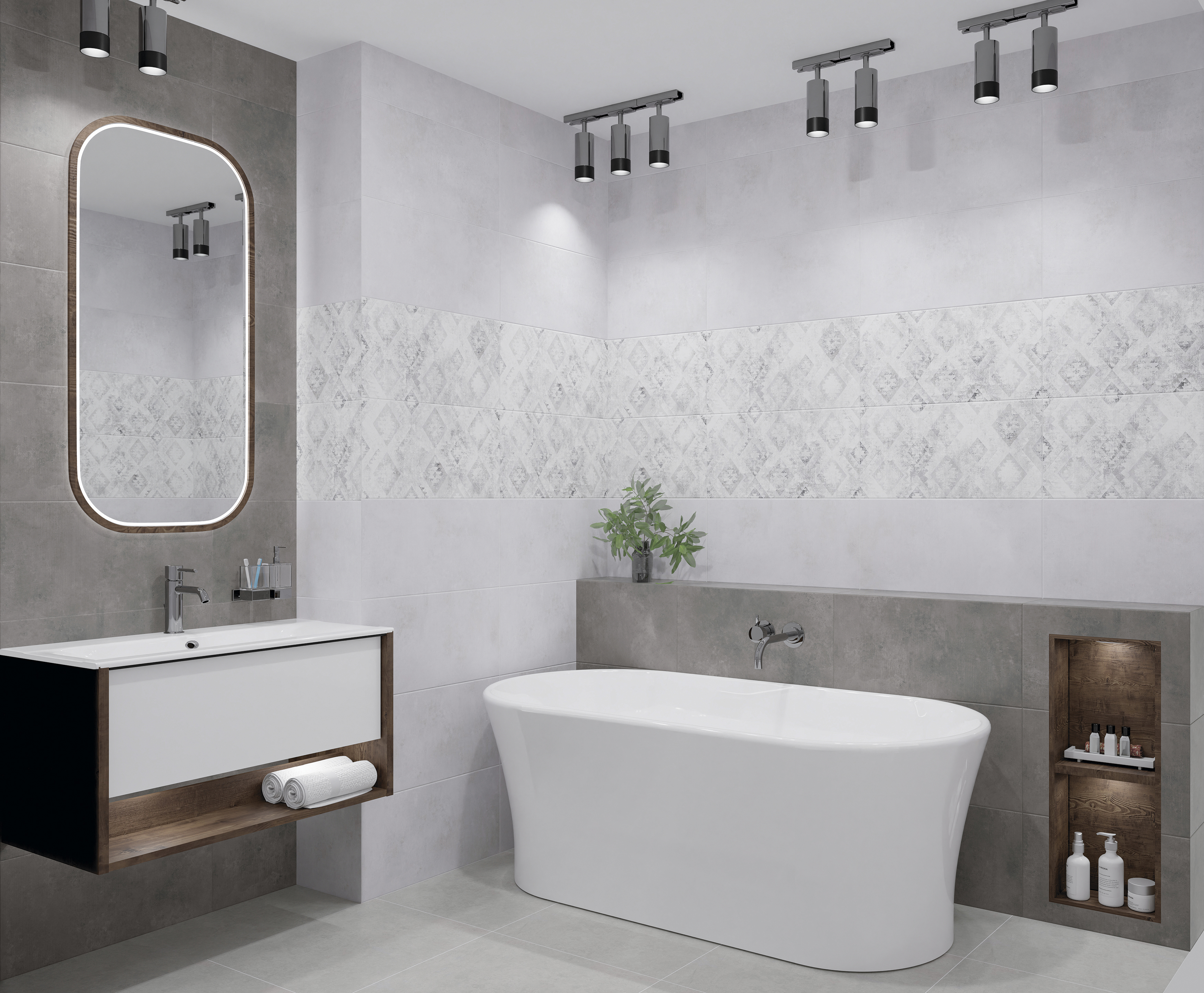 Изображение товара Настенная плитка Azori Sorel 31.5x63 см светло-серая