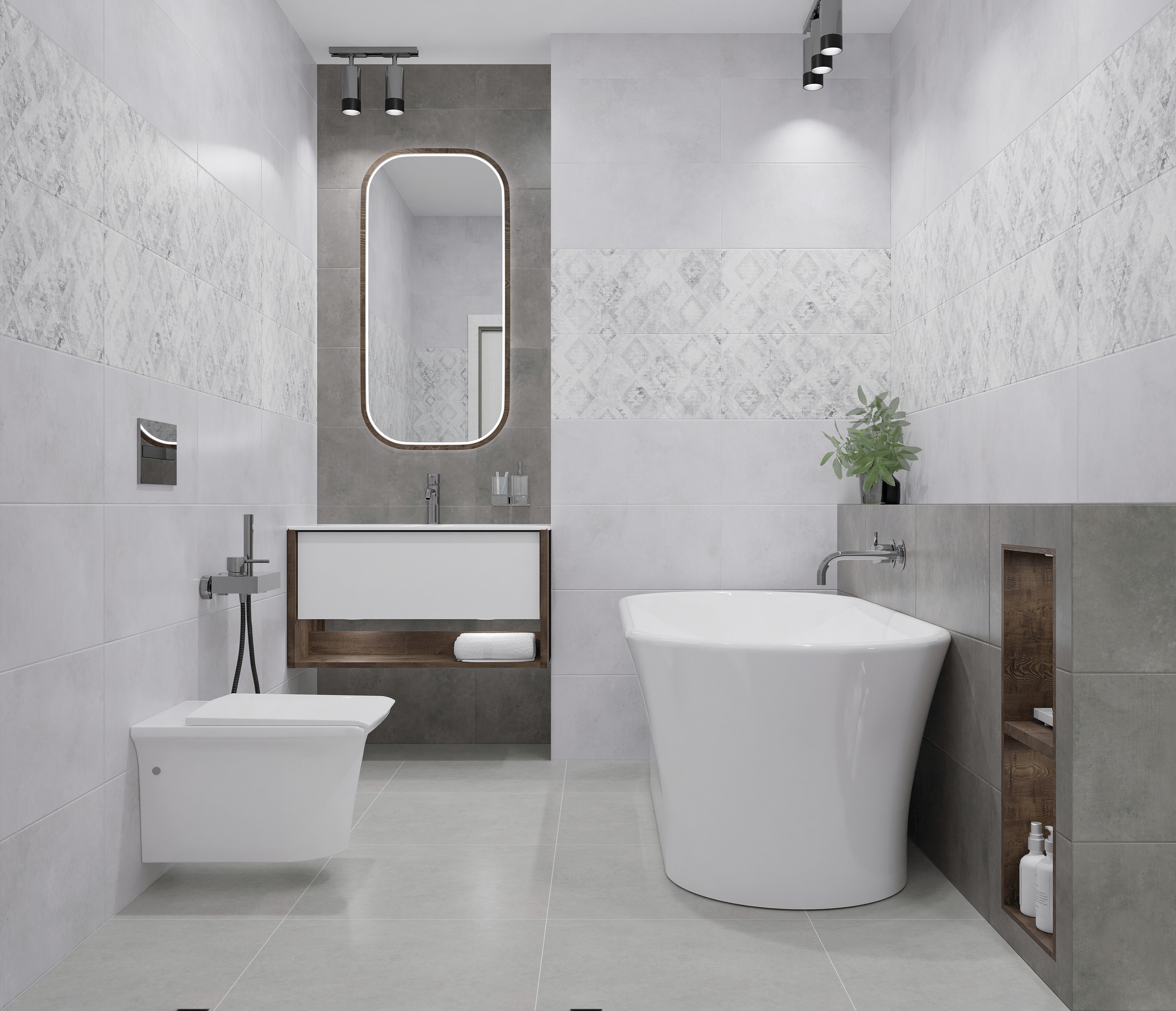 Изображение товара Настенная плитка Azori Sorel 00-00108598 31.5x63см светло-серая бетон имитация