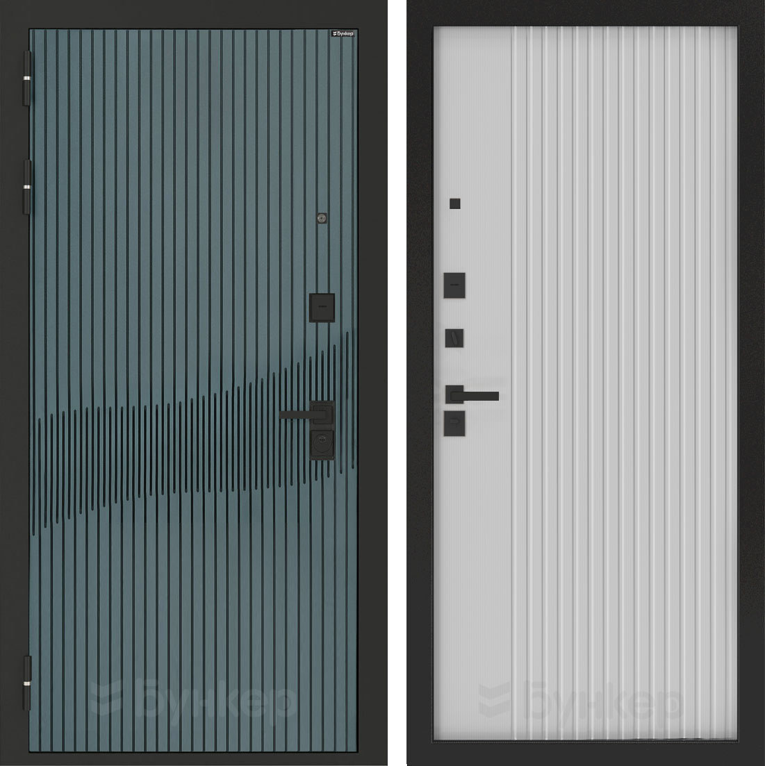 Изображение товара Входная дверь Бункер BN-13 левый 205x88 см Веллюто верде, белый софт рельеф