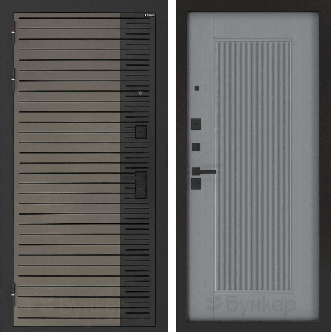 Изображение товара Входная дверь Бункер BN-15 левый 205x96см цвет веллюто кофе/серый софт рельеф с панелью Амстрод