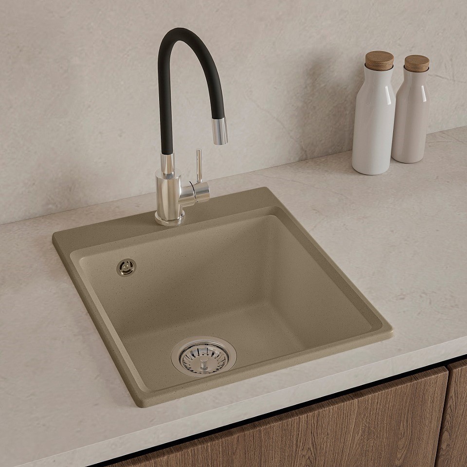 Изображение товара Врезная мойка для кухни KONSENSA 48x42 см кварц песочный