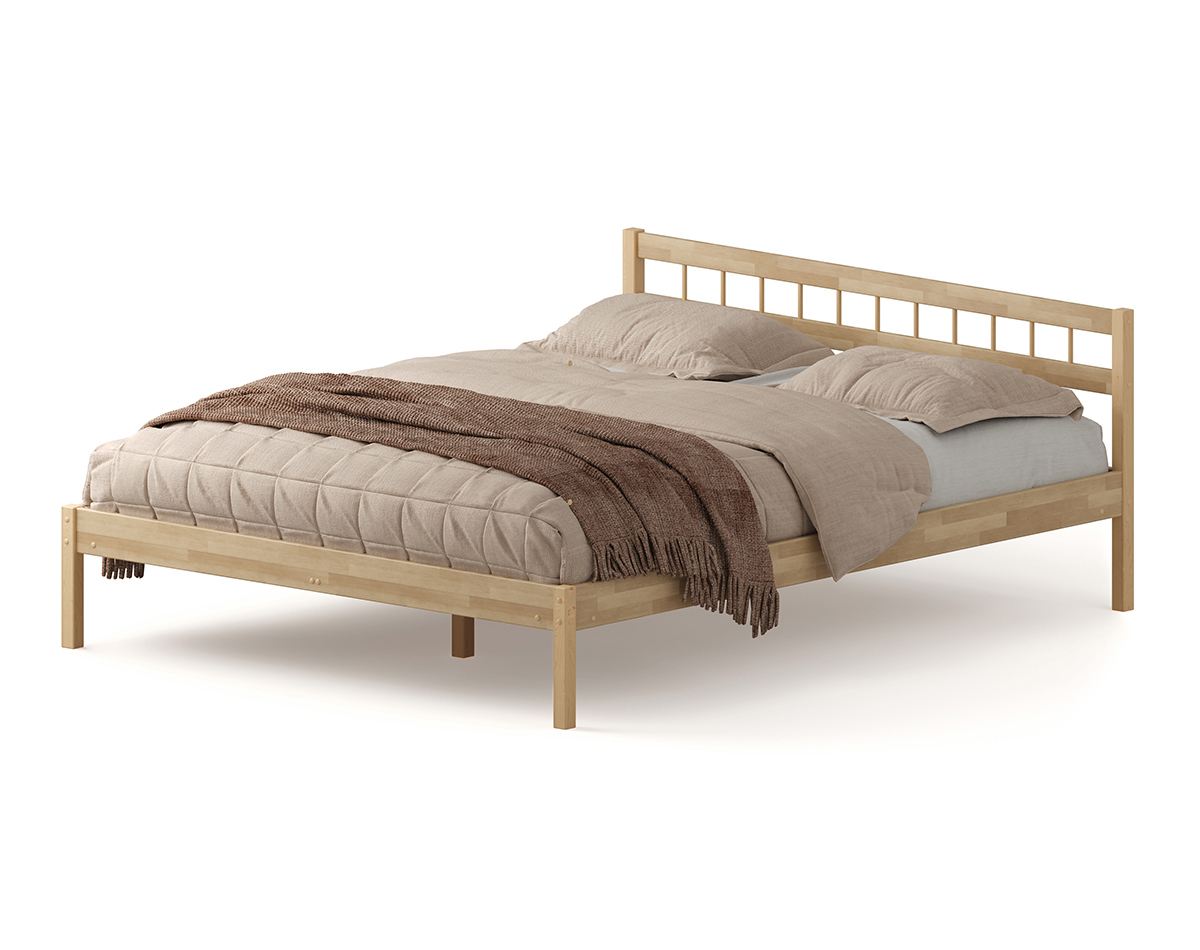 Изображение товара Деревянная кровать Домаклеево Лето база 160x200 с съемными спинками натуральная береза