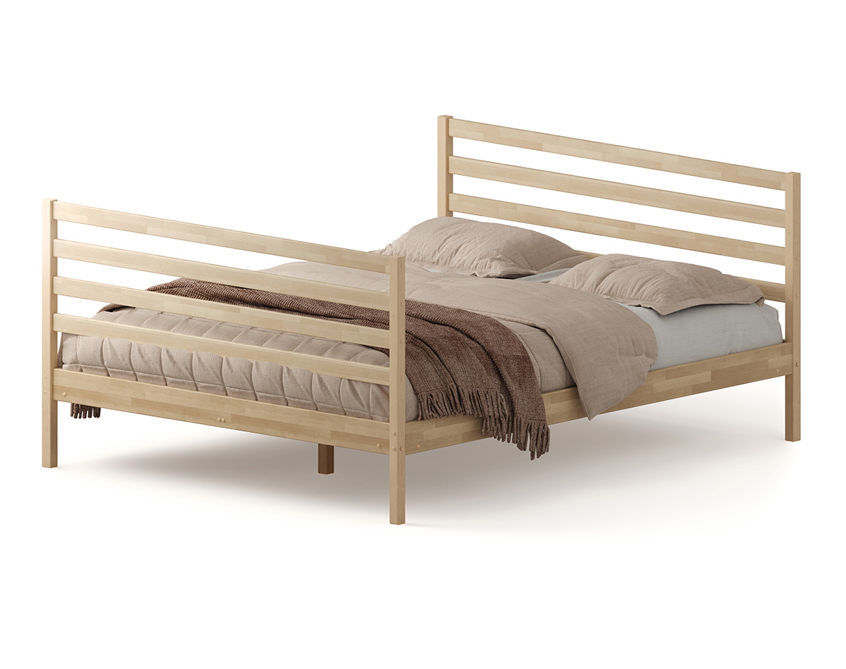 Изображение товара Деревянная кровать Домаклево Лето база 160x200 с съемными спинками натуральный цвет