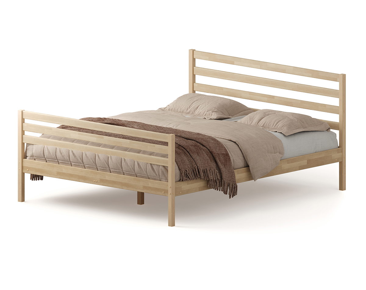 Изображение товара Кровать Домаклево Лето база 160x200+В2+Н2 из березы без обработки