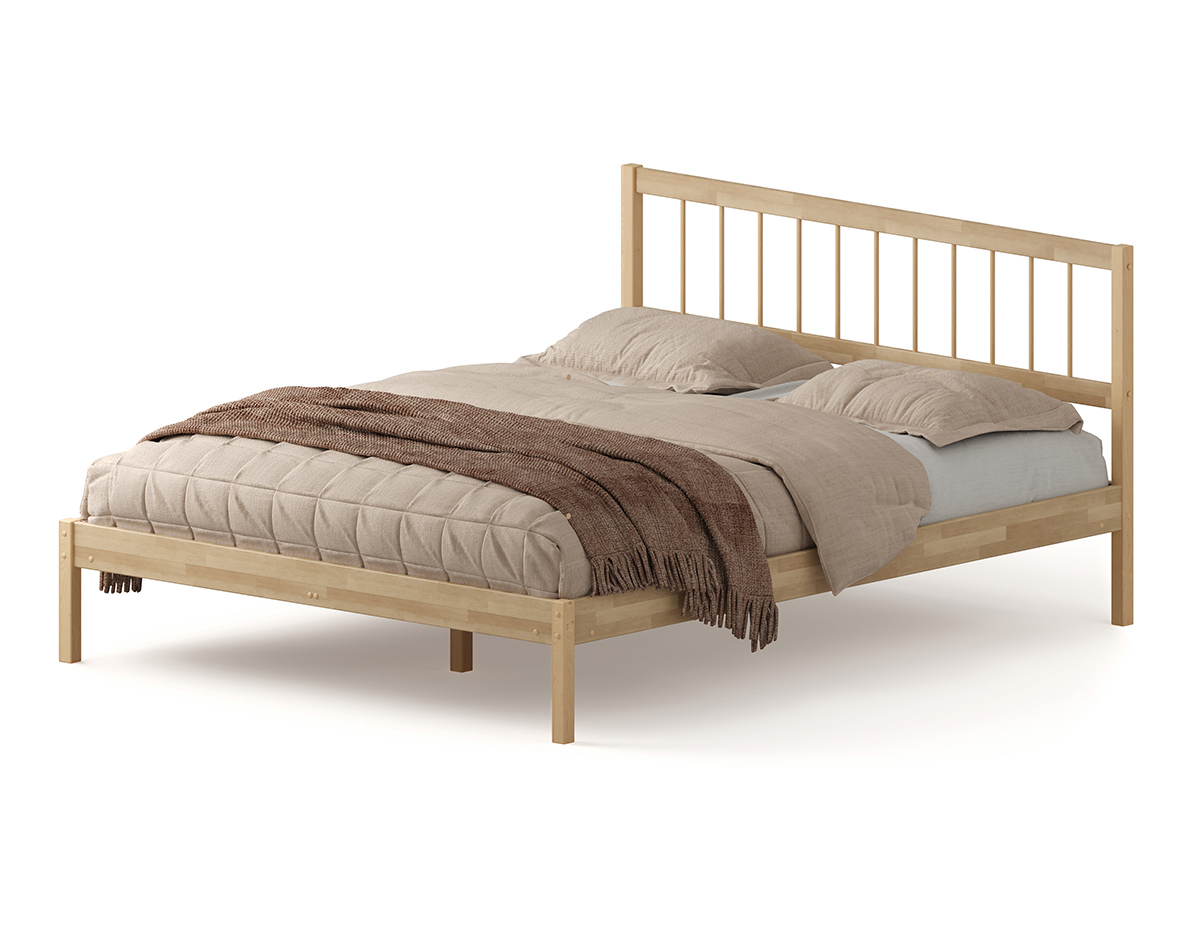 Изображение товара Деревянная кровать Домаклево Лето база 160x200 натуральный береза минимализм