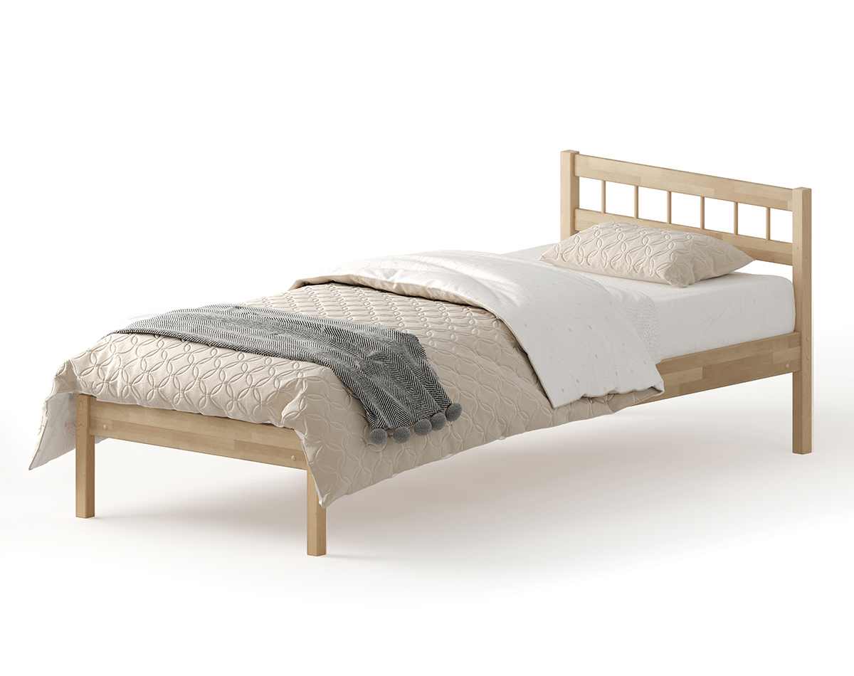 Изображение товара Кровать Домаклево Лето база 80x200 см из массива березы с съемными спинками