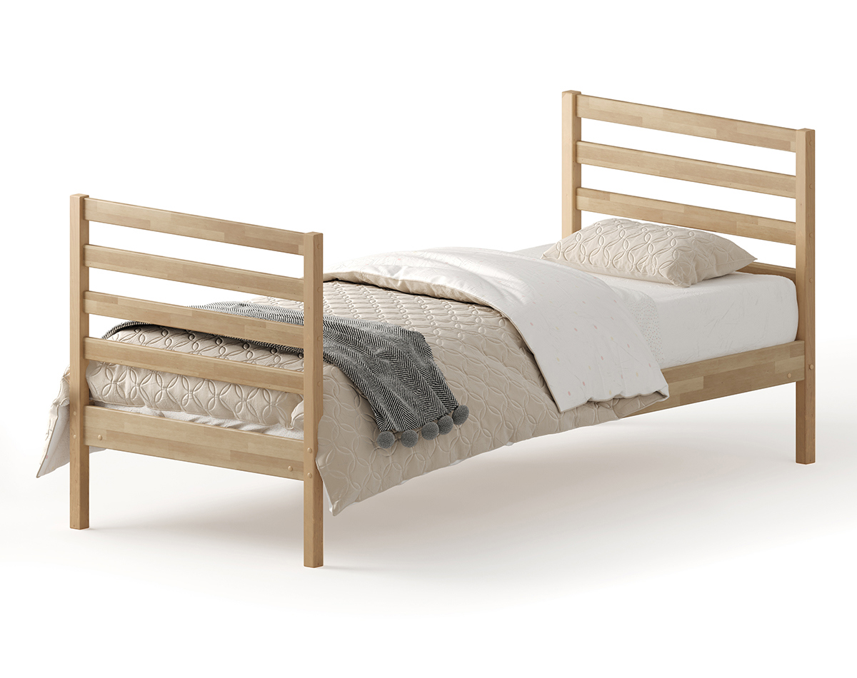 Изображение товара Деревянная кровать Домаклево Лето 90x200 с съемными спинками и минималистичным дизайном