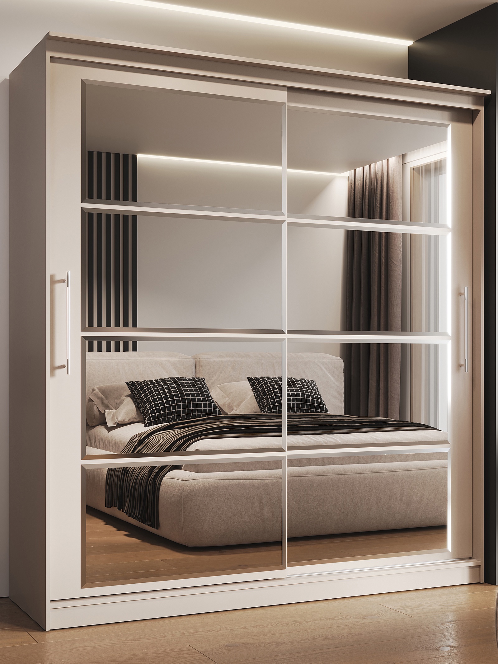 Изображение товара Шкаф-купе Сима-ленд Элегант 8 с 2 дверями 65x200x220 см 10 полок ЛДСП цвет кашемир