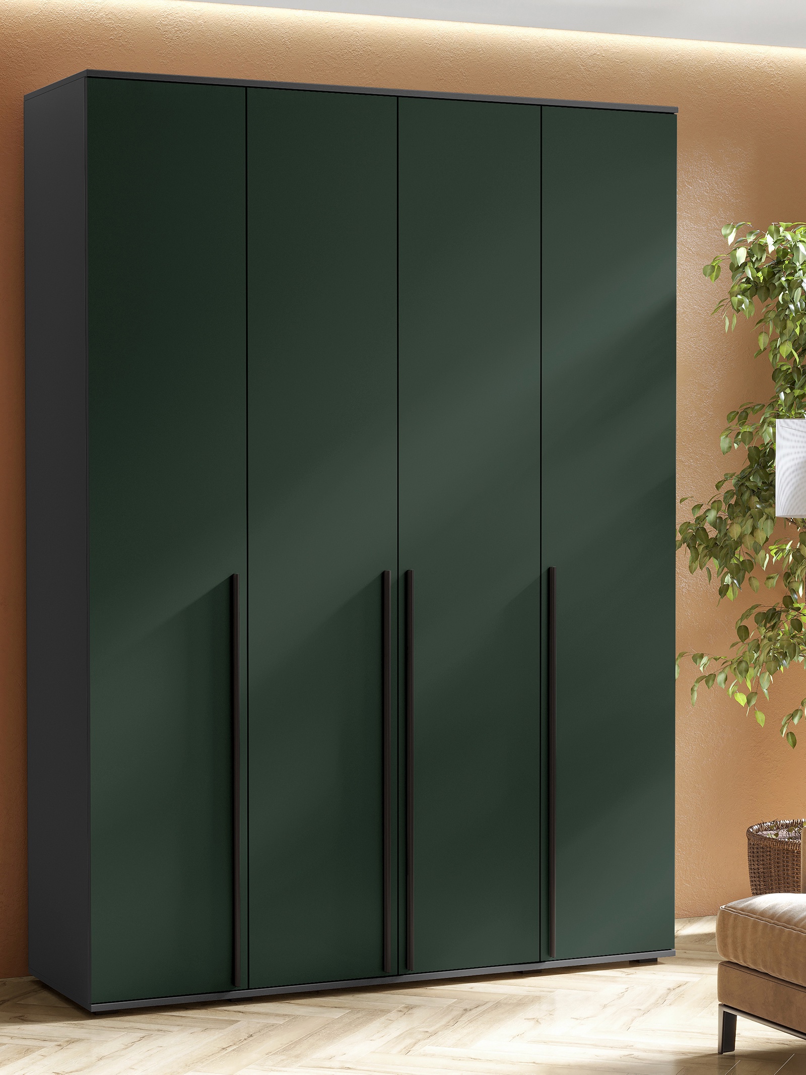 Изображение товара Шкаф распашной Сима-ленд Норд 4 дверцы 160x51x210 см с изумруд/графит