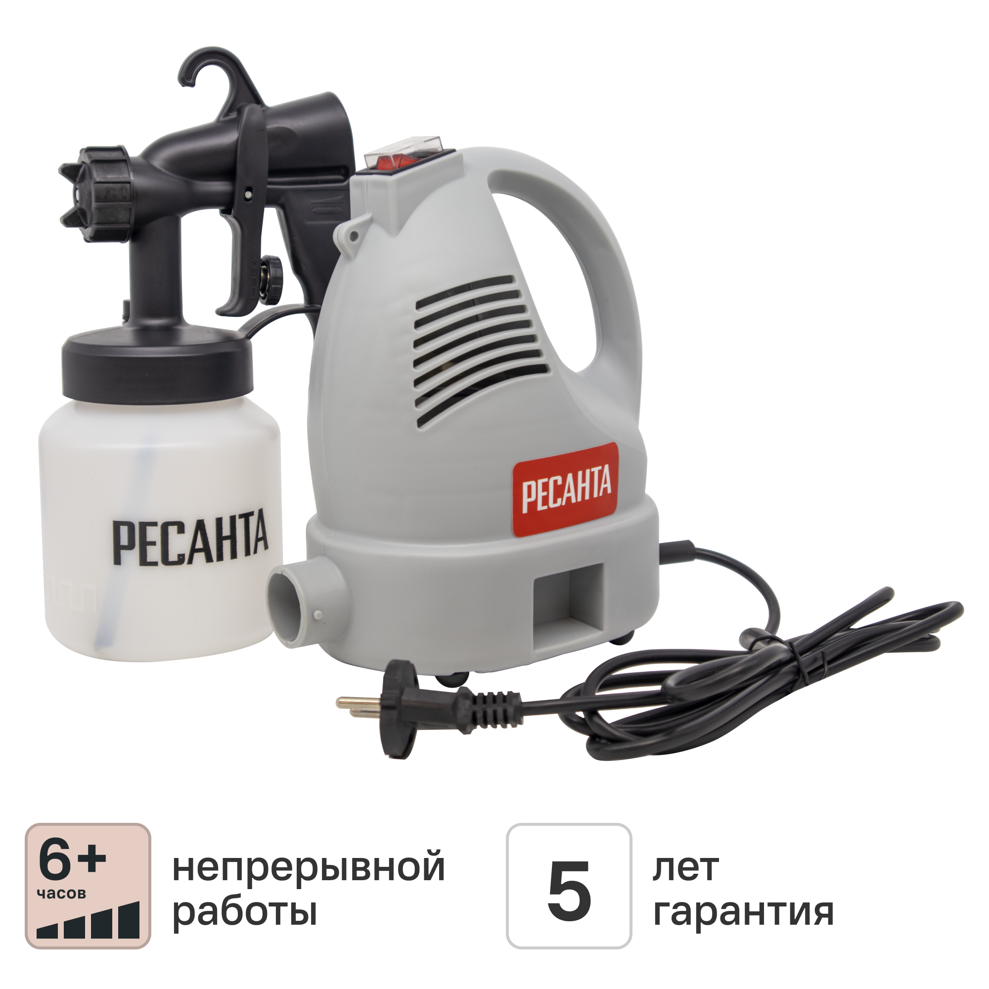 Изображение товара Краскопульт сетевой Ресанта 900/75/17/5 700 Вт, 1 л/мин, регулятор
