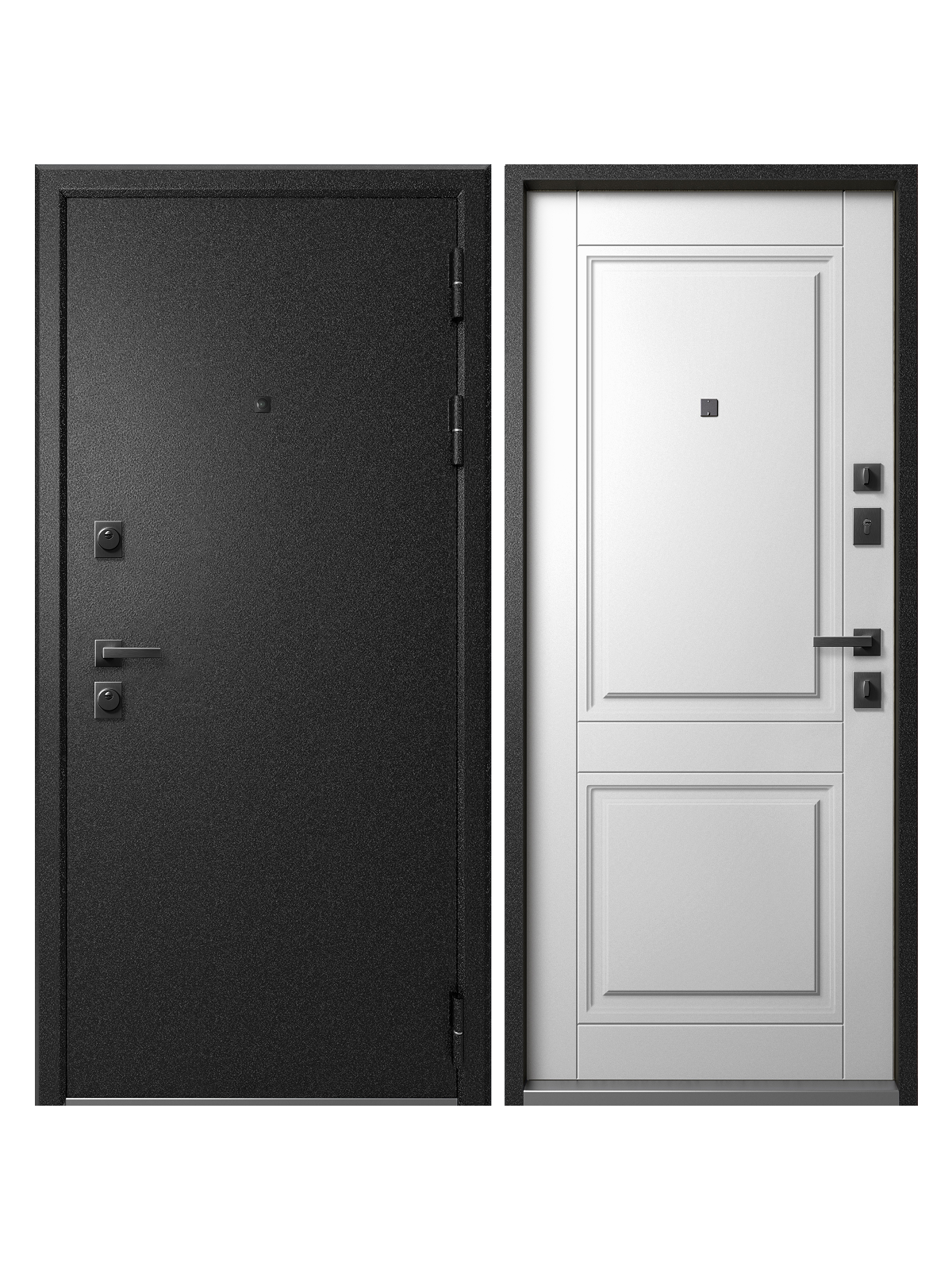 Изображение товара Эталон S-1, левое, 205x86 см, черный муар блеск/белая шагрень — входная дверь