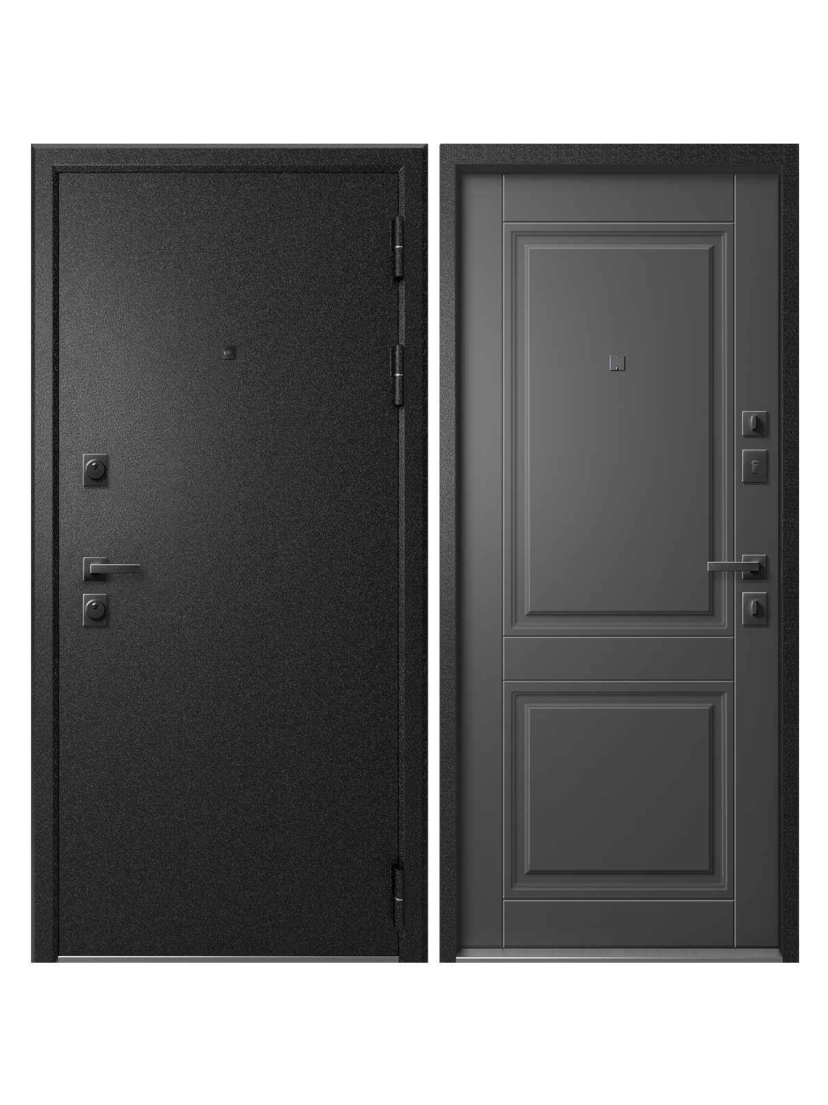 Изображение товара Входная дверь Эталон S-1 правый 205x86см цвет чёрный муар блеск/софт графит