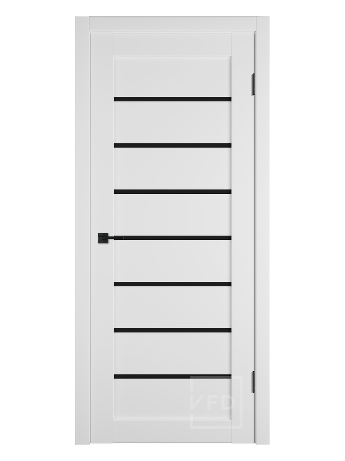 Изображение товара Дверь межкомнатная VFD Next 24 остеклённая 60x200см hardflex цвет аляска black gloss без замка и петель