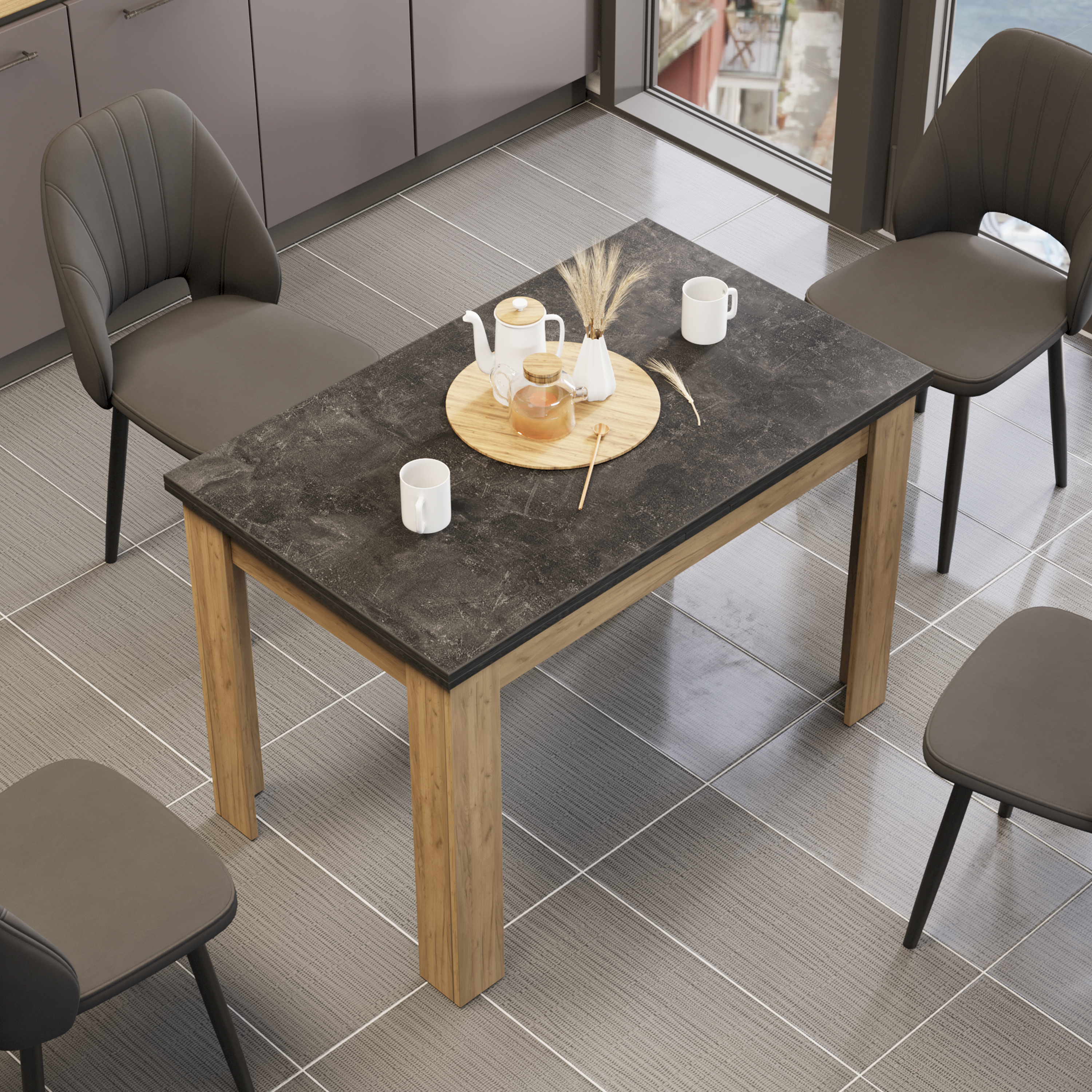 Изображение товара Стол прямоугольный Трия Промо 110x110 с раздвижным механизмом для кухни и гостиной