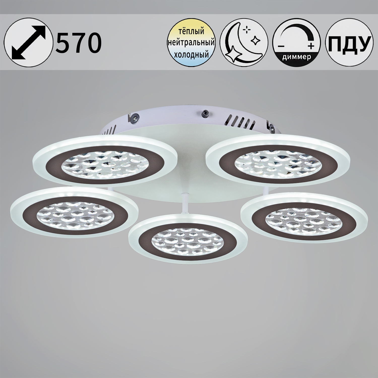 Изображение товара Люстра потолочная светодиодная Reluce 20491-0.3-05 WT с пультом управление для амбо 24 м² белый про