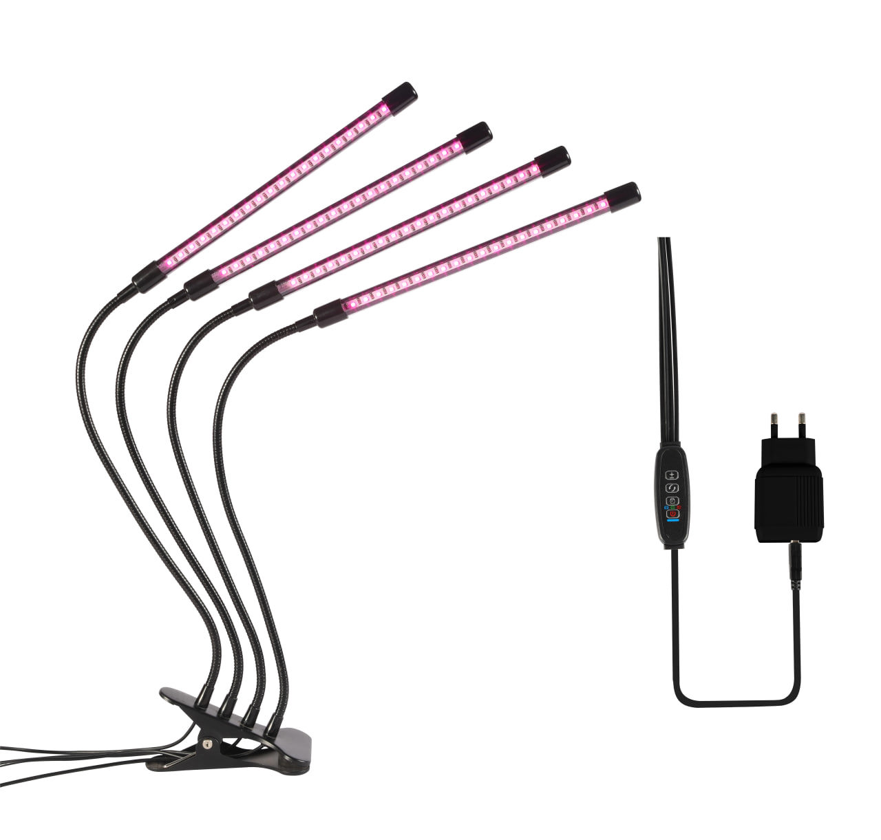 Изображение товара Фитосветильник линейный Фарлайт на прищепке 12 Вт 4 лампы с таймером сине-красный спектр