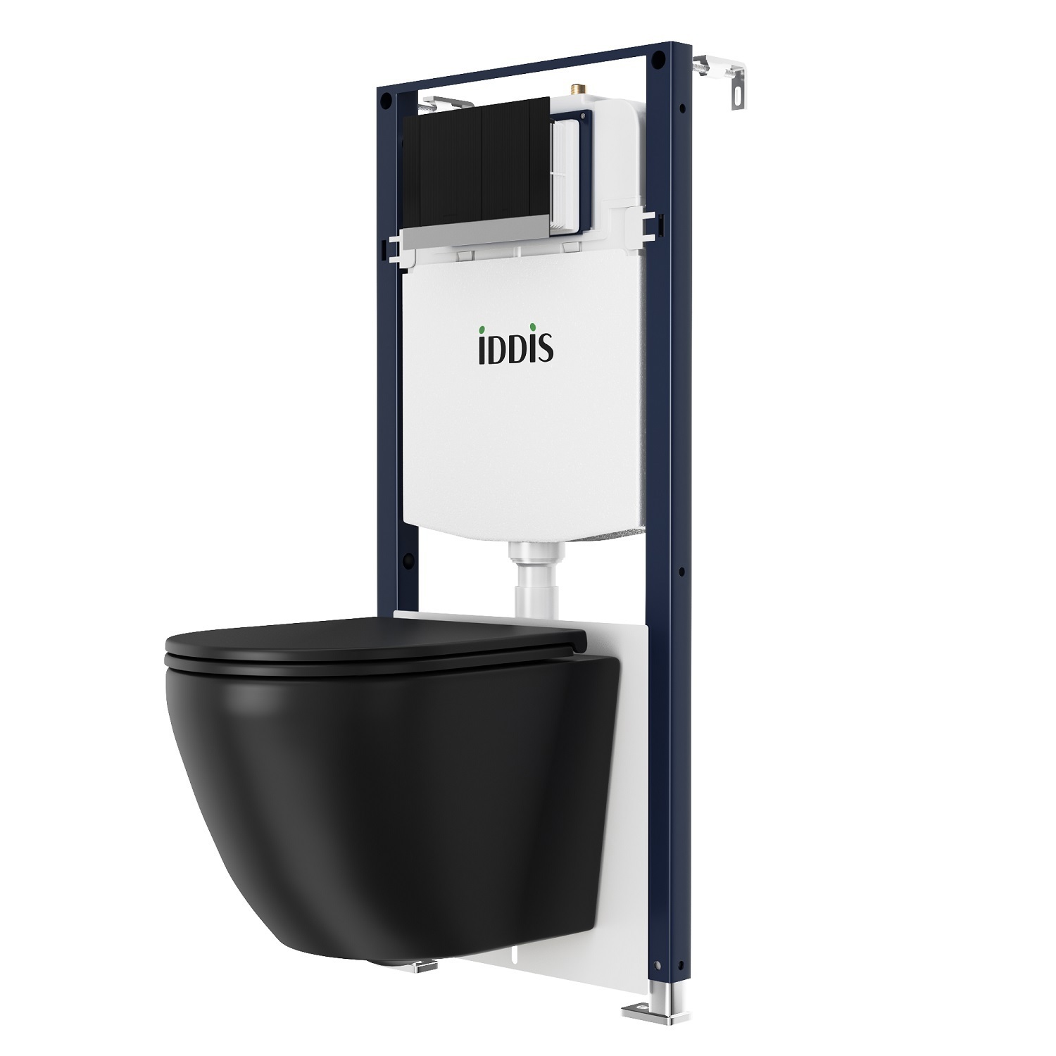 Изображение товара Унитаз подвесной IDDIS BASBLBBi73 3в1 черный с инсталляцией и клавишой смыва