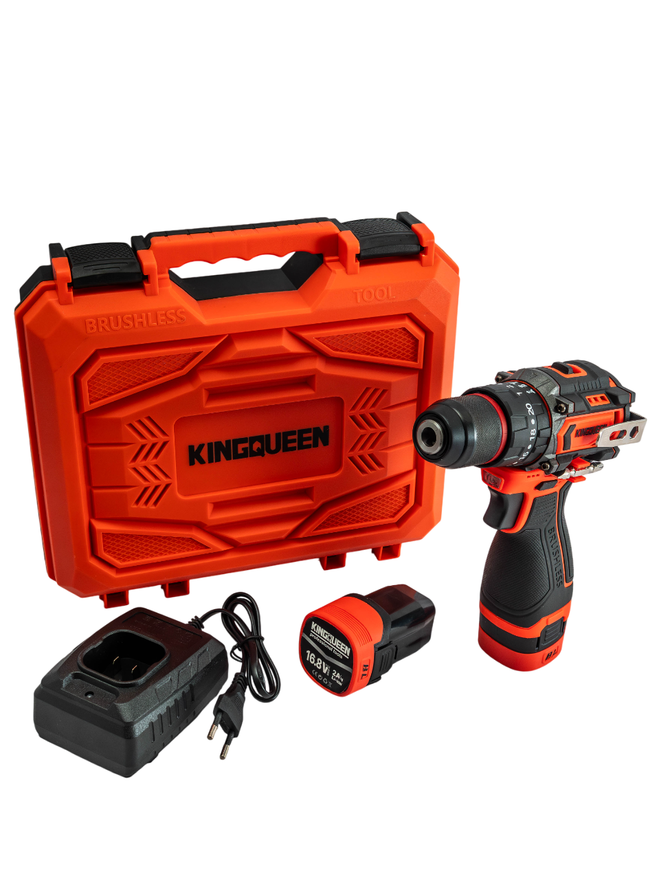 Изображение товара Дрель-шуруповерт аккумуляторная ударная бесщеточная Kingqueen KQ-902K.1, 21 В Li-Ion 2x2 Ач Изображение товара Дрель-шуруповерт аккумуляторная ударная бесщеточная Kingqueen KQ-902K.1, 21 В Li-Ion 2x2 Ач