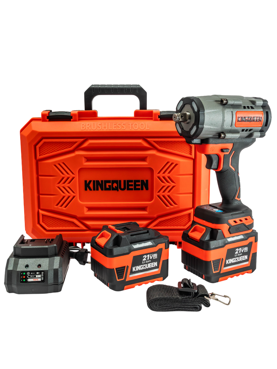 Изображение товара Гайковерт аккумуляторный бесщеточный Kingqueen KQ-288, 21 В Li-Ion 2x6 Ач, 1000 Нм