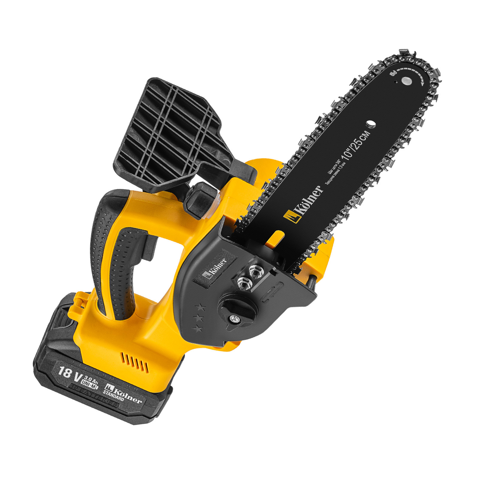Изображение товара Цепная пила аккумуляторная Kolner KCS 18BL-25-2K 18 В шина 25 см АКБ и ЗУ в комплекте