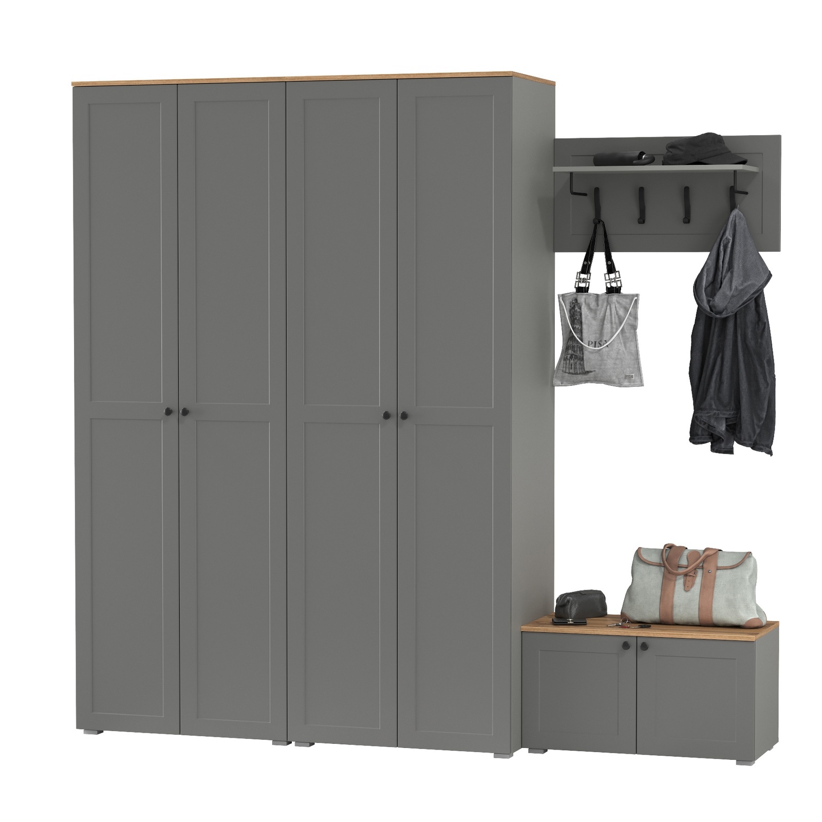 Изображение товара Комплект мебели для прихожей MOBI Остин пр-31-гз 240x54 см серый дуб