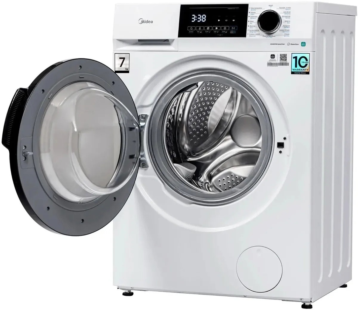 Изображение товара Стiraльная машина Midea MFC3712BSW40/W 7 кг узкая фронтальная белая