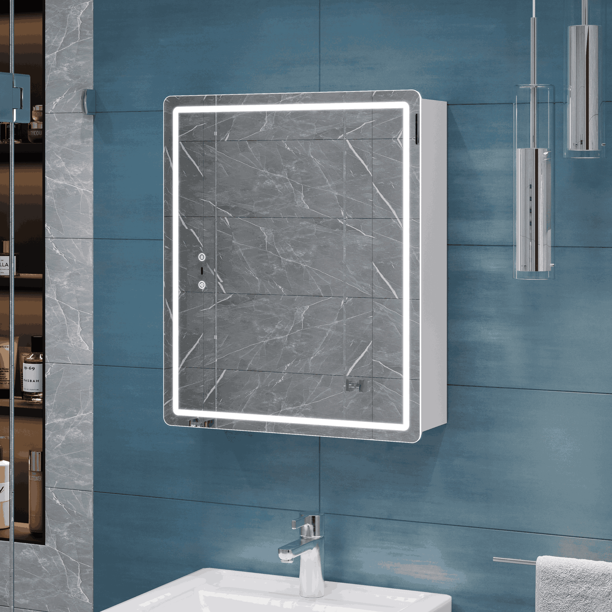 Шкаф для ванной комнаты с зеркалом Vigo Bloss 49.7x60x17 см с подсветкой - 11