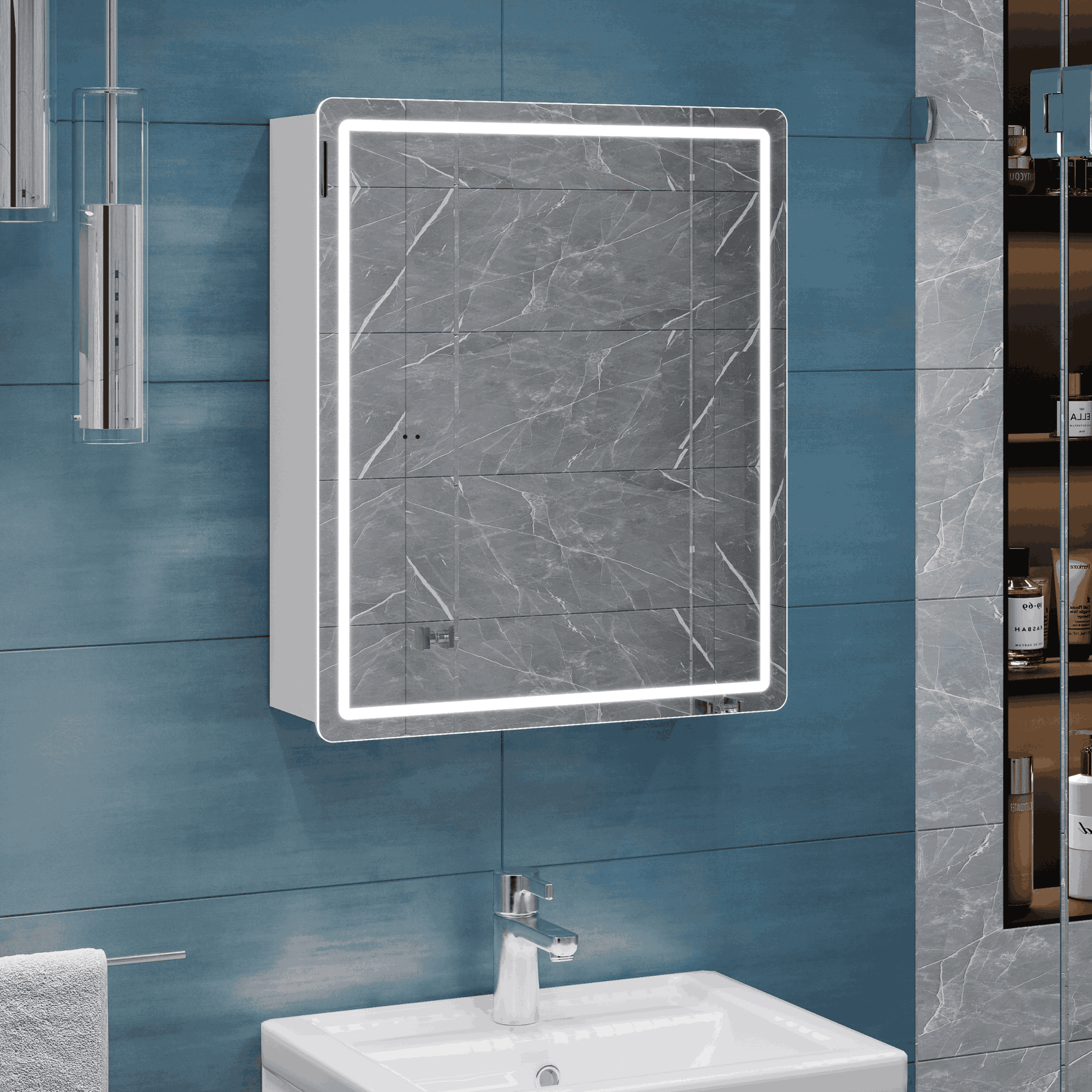 Шкаф для ванной комнаты с зеркалом Vigo Look 49.7x60x17 см с подсветкой - 9