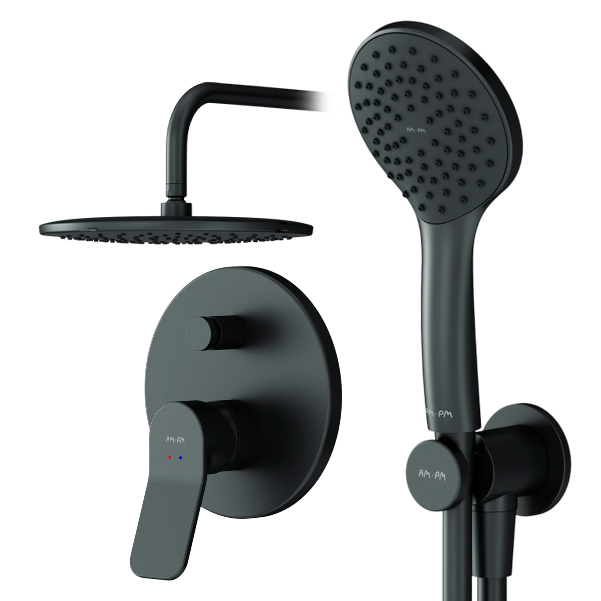 Изображение товара Душевая система скрытого монтажа AM.PM Brava SBBR1RH0BL с тропическим душем цвет черный