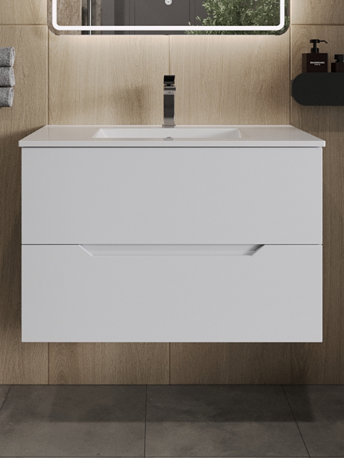 Изображение товара Тумба с раковиной Topline FLIPTU70W-3700W подвесная цвет белый матовый