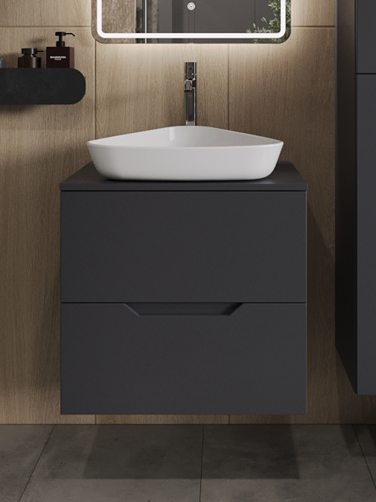 Изображение товара Тумба с раковиной Topline FLIPTUS60G-7500W 60 см графит/белый