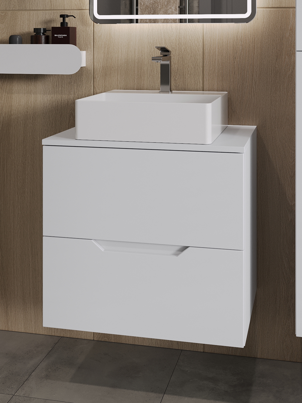 Изображение товара Тумба с раковиной Topline FLIPTUS60W-4405W подвесная 60 см цвет белый