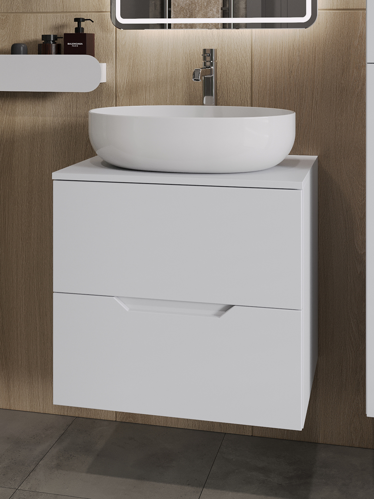Изображение товара Тумба с раковиной Topline FLIPTUS60W-5520W подвесная 60 см белая