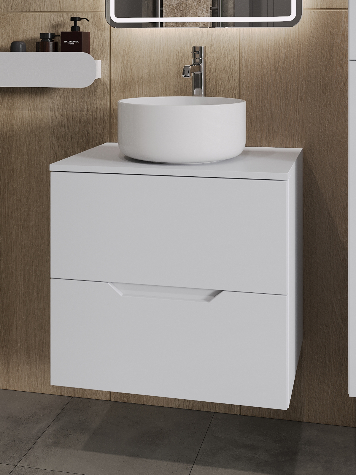 Изображение товара Тумба с раковиной Topline FLIPTUS60W-7345W подвесная 60 см цвет белый