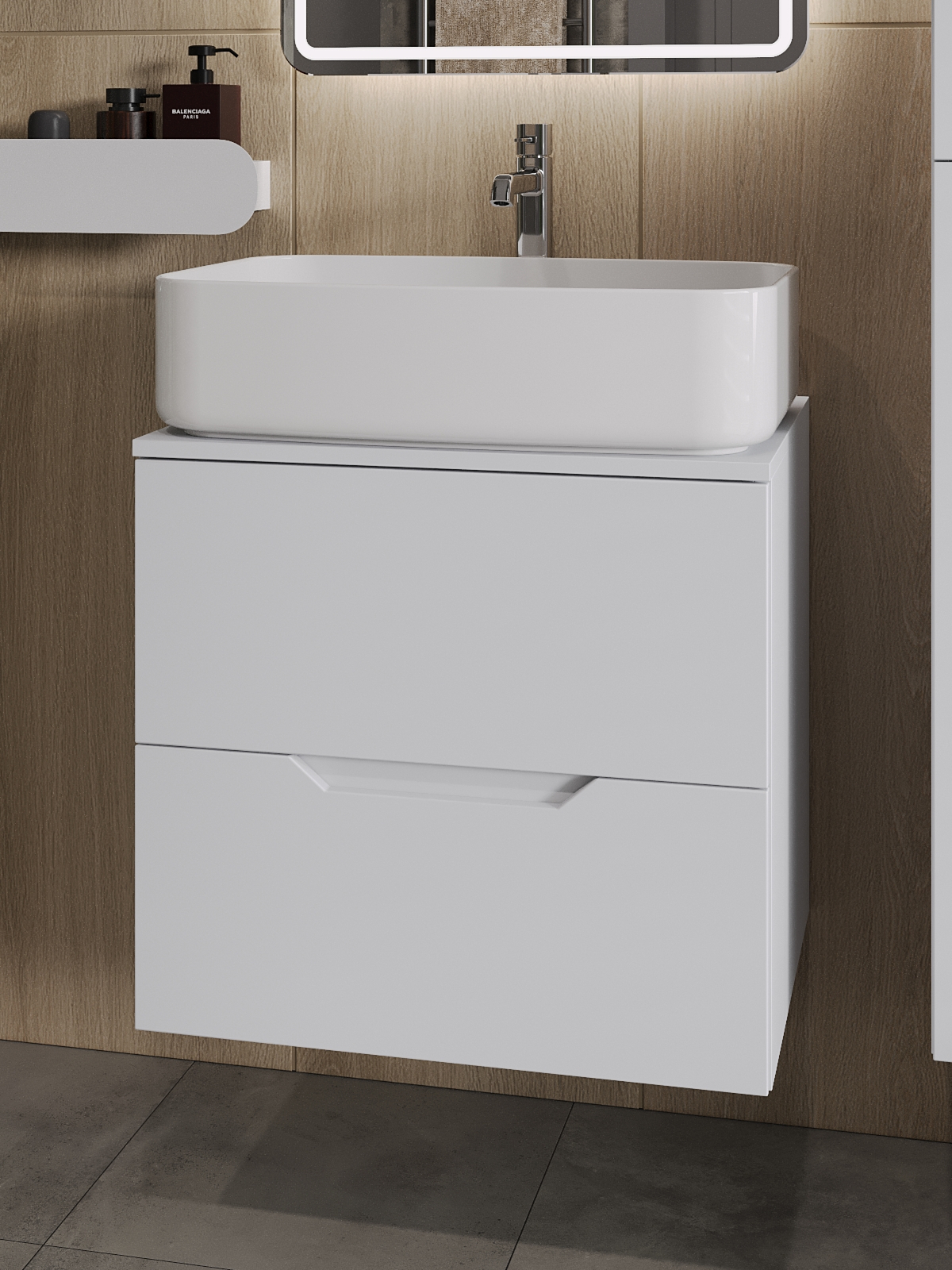 Изображение товара Тумба с раковиной Topline FLIPTUS60W-7600W подвесная 60 см цвет белый