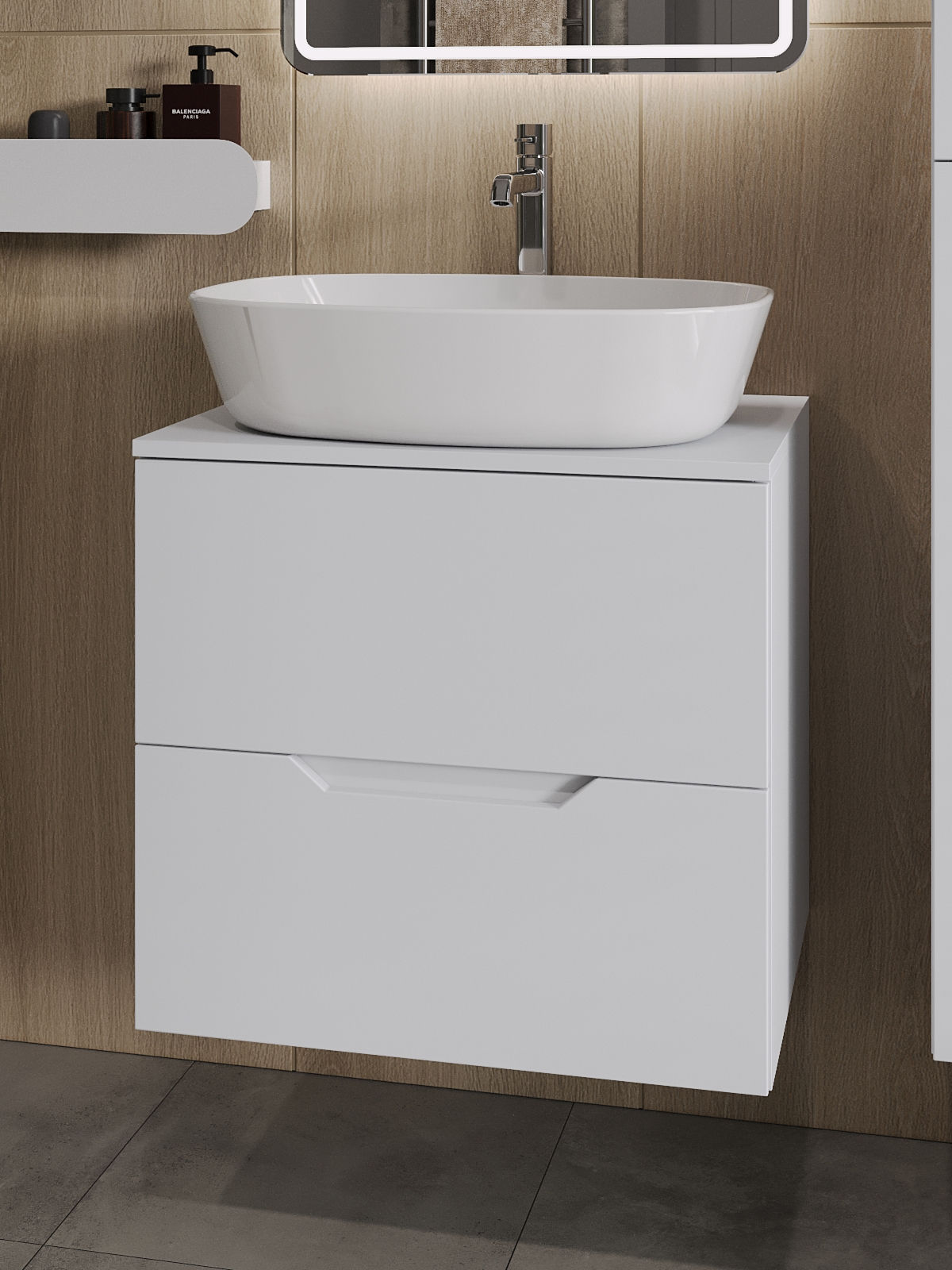 Изображение товара Тумба с раковиной Topline FLIPTUS60W-8500W подвесная 60 см цвет белый