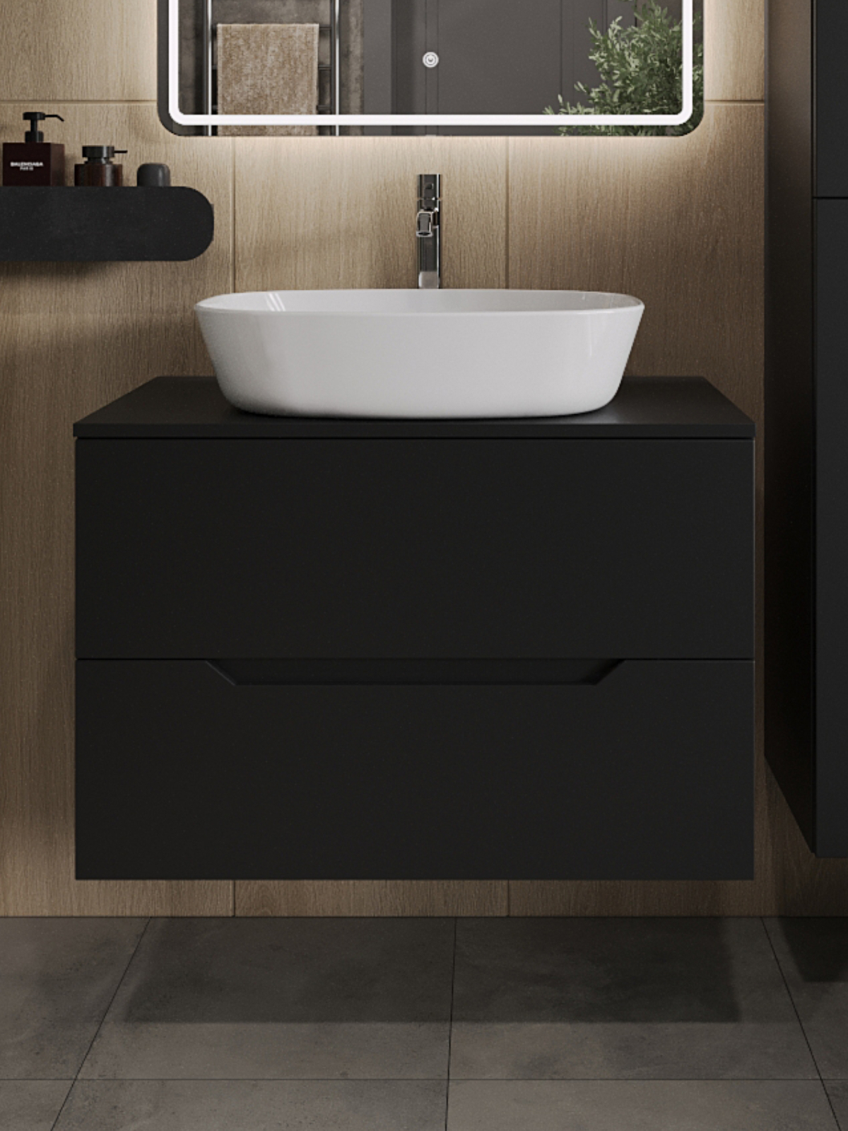 Изображение товара Тумба TOPLINE Li 80 Под накладную раковину в ванную матовый черный
