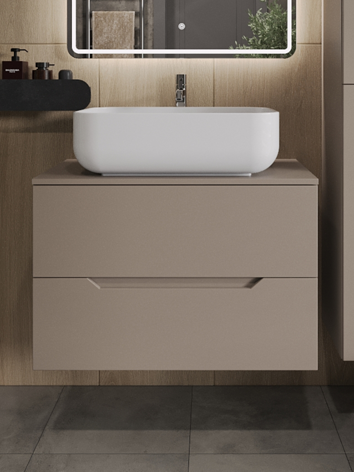 Изображение товара Тумба TOPLINE Li80 с накладной раковиной - влагостойкий МДФ, 80x70 см