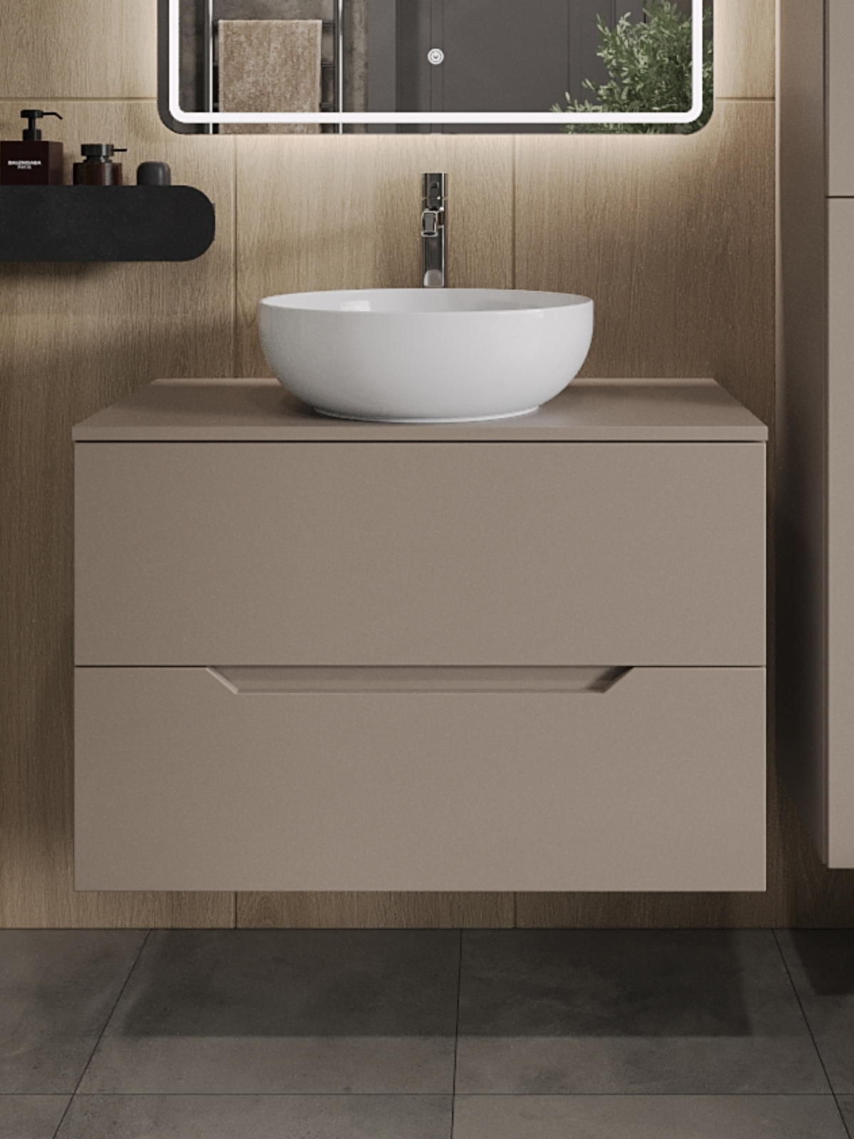 Изображение товара Тумба Topline Li80L-7420W с накладной раковиной и матовым финишем