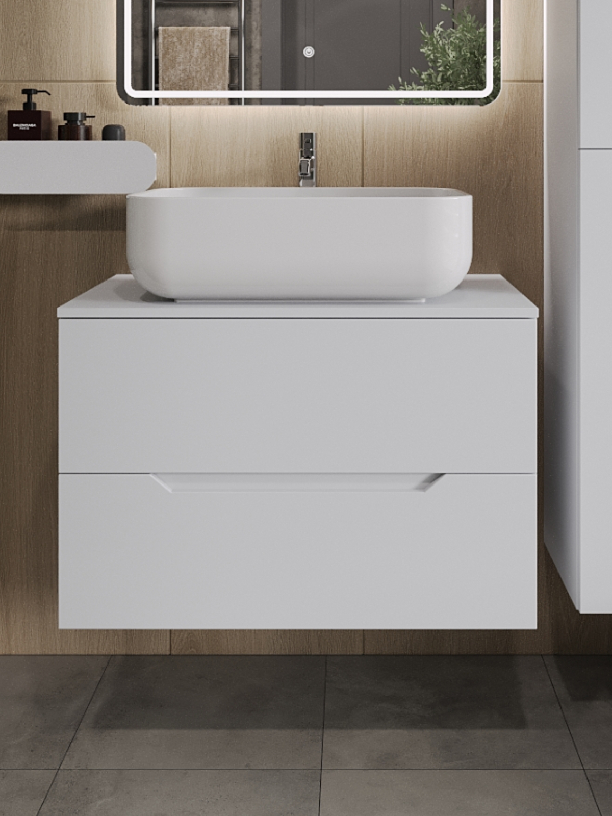 Изображение товара Тумба подвесная TOPLINE FLIPTUS80W-3600W 80 см белый с накладной раковиной