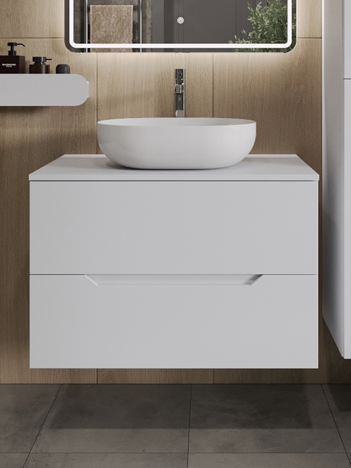 Изображение товара Тумба с раковиной Topline FLIPTUS80W-5480W 80 см белый матовый МДФ